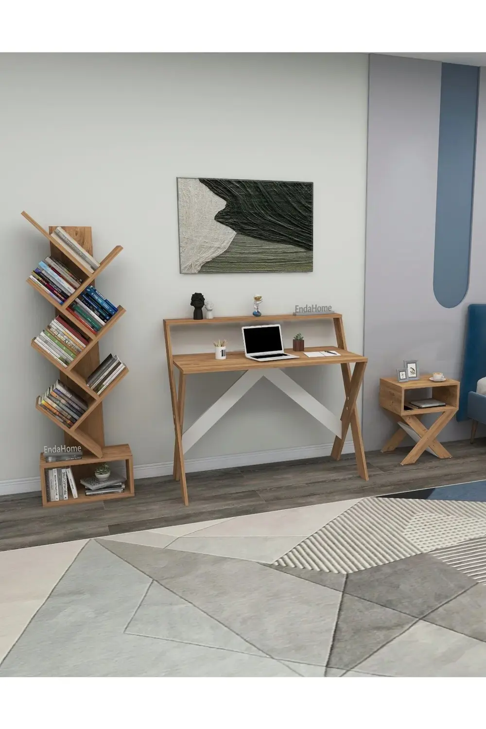 X Çalışma Odası Seti Çalışma Masası Kitaplık Komodin Çalışma Masa