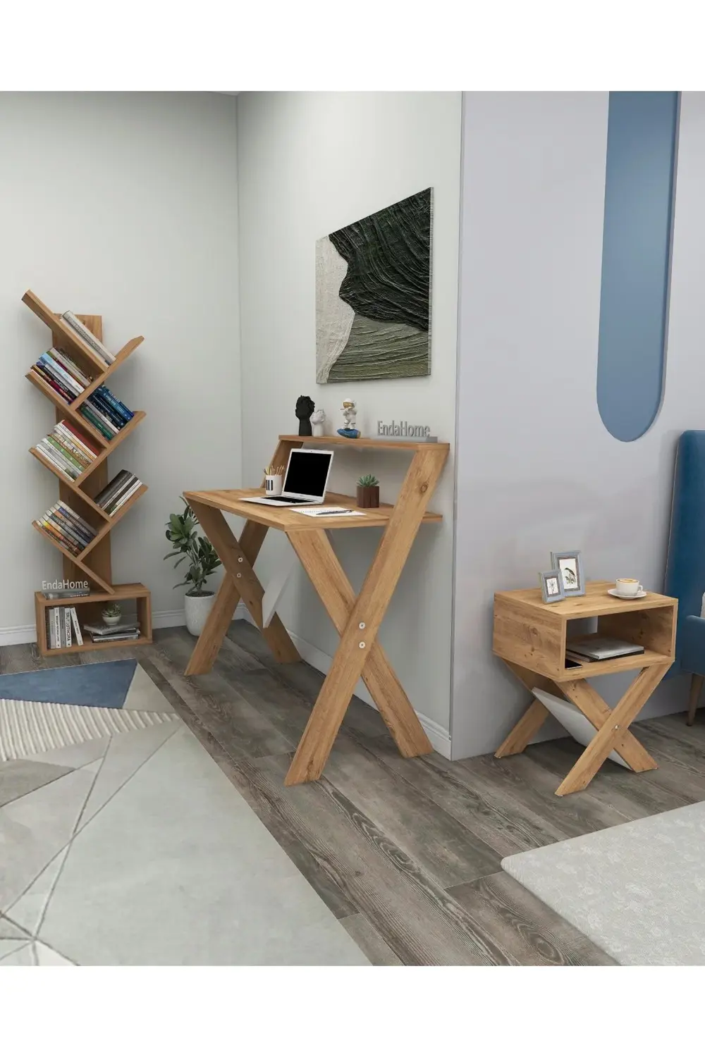 X Çalışma Odası Seti Çalışma Masası Kitaplık Komodin Çalışma Masa