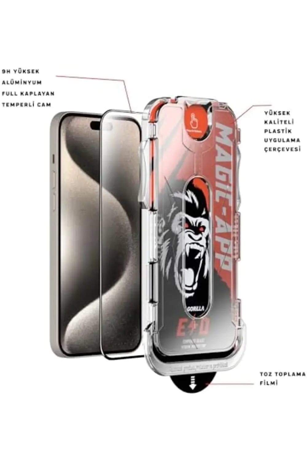 X-Gorilla 15 pro Uyumlu Tam Kaplayan Tozsuz Uygulama 9H Ekran Kır