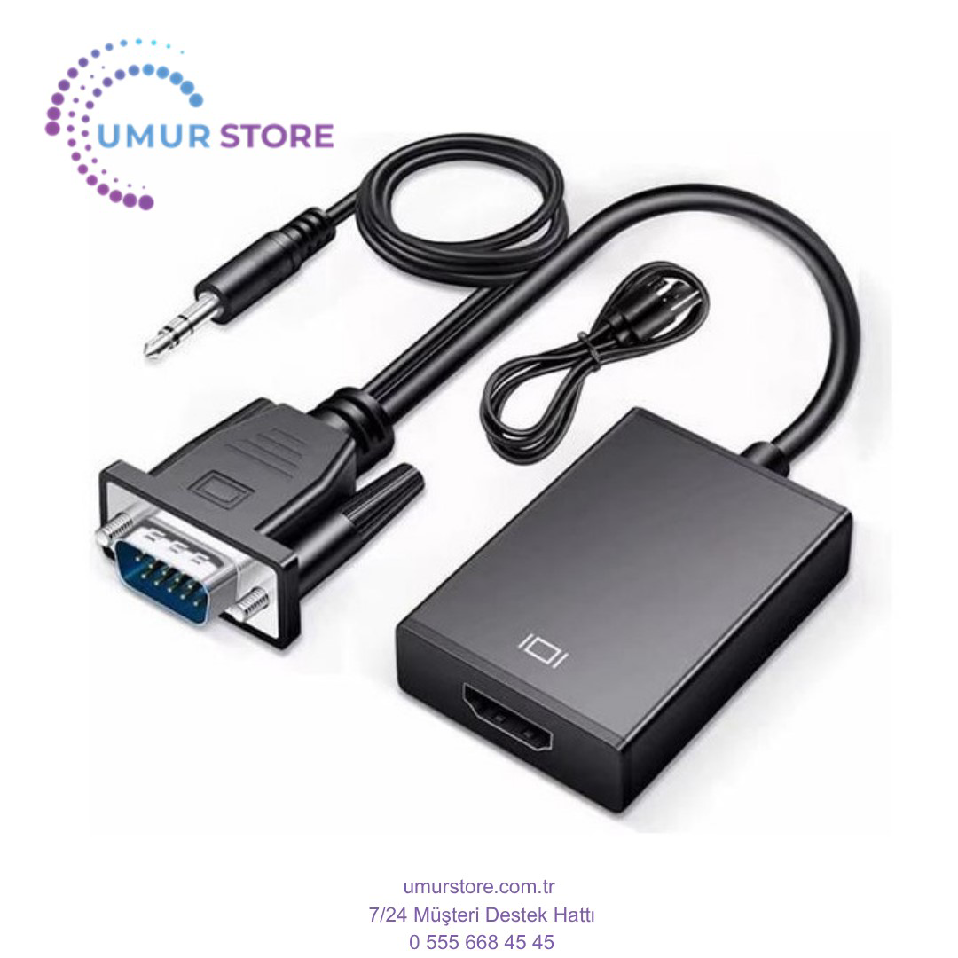 X-Level XCC7804 Ses Girişli VGA To HDMI Dönüştürücü (45 cm Aux Ka