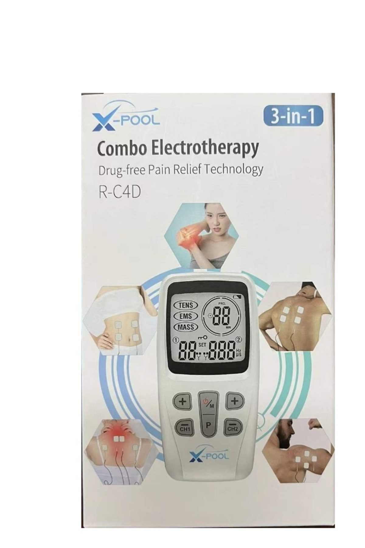 X Pool Fonksiyonel, 2 Kanallı Portatif Dijital Tens, Ems, Masaj C
