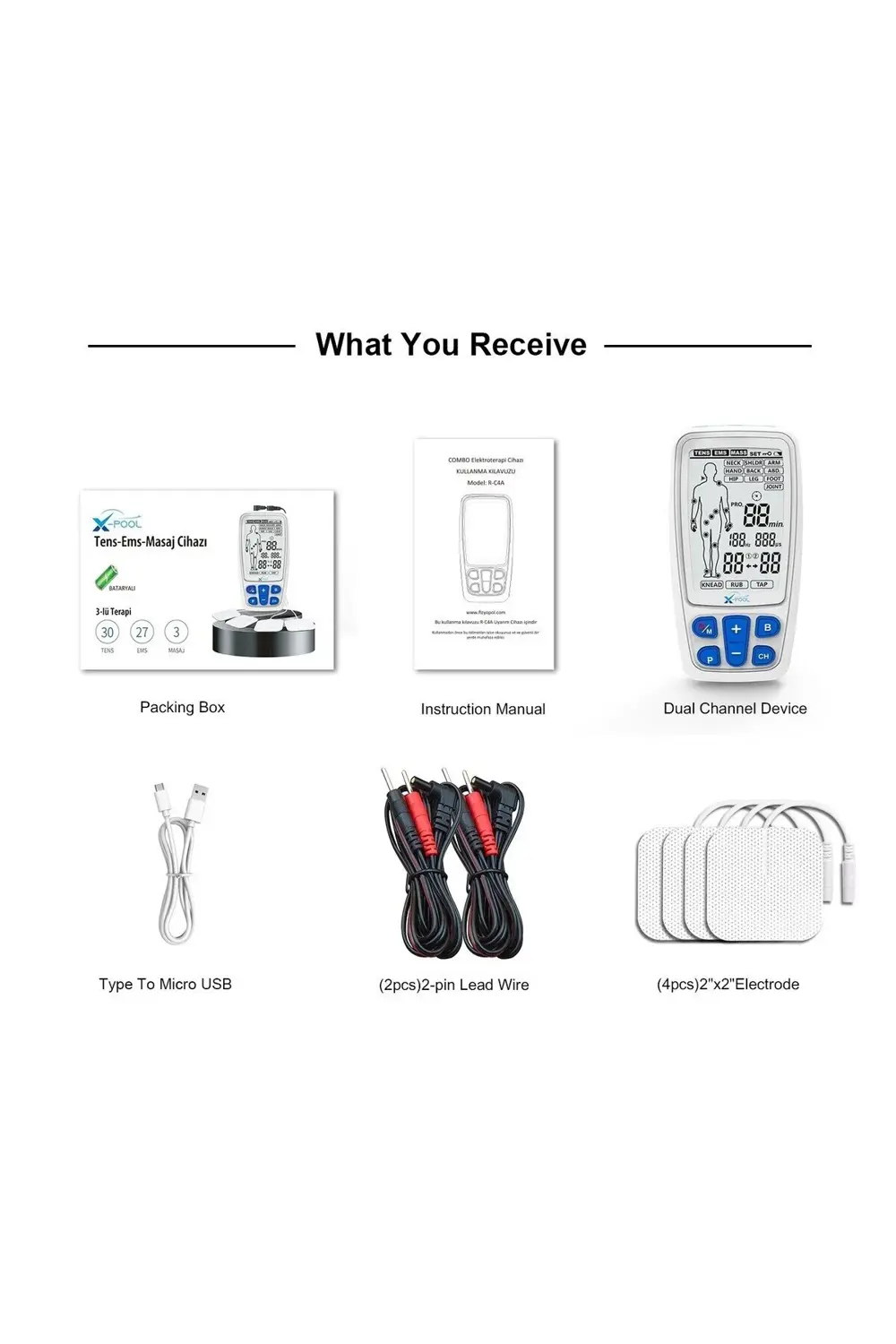 X Pool Şarj Edilebilir, Bataryalı,2 Kanallı Fizik Tedavi Portatif