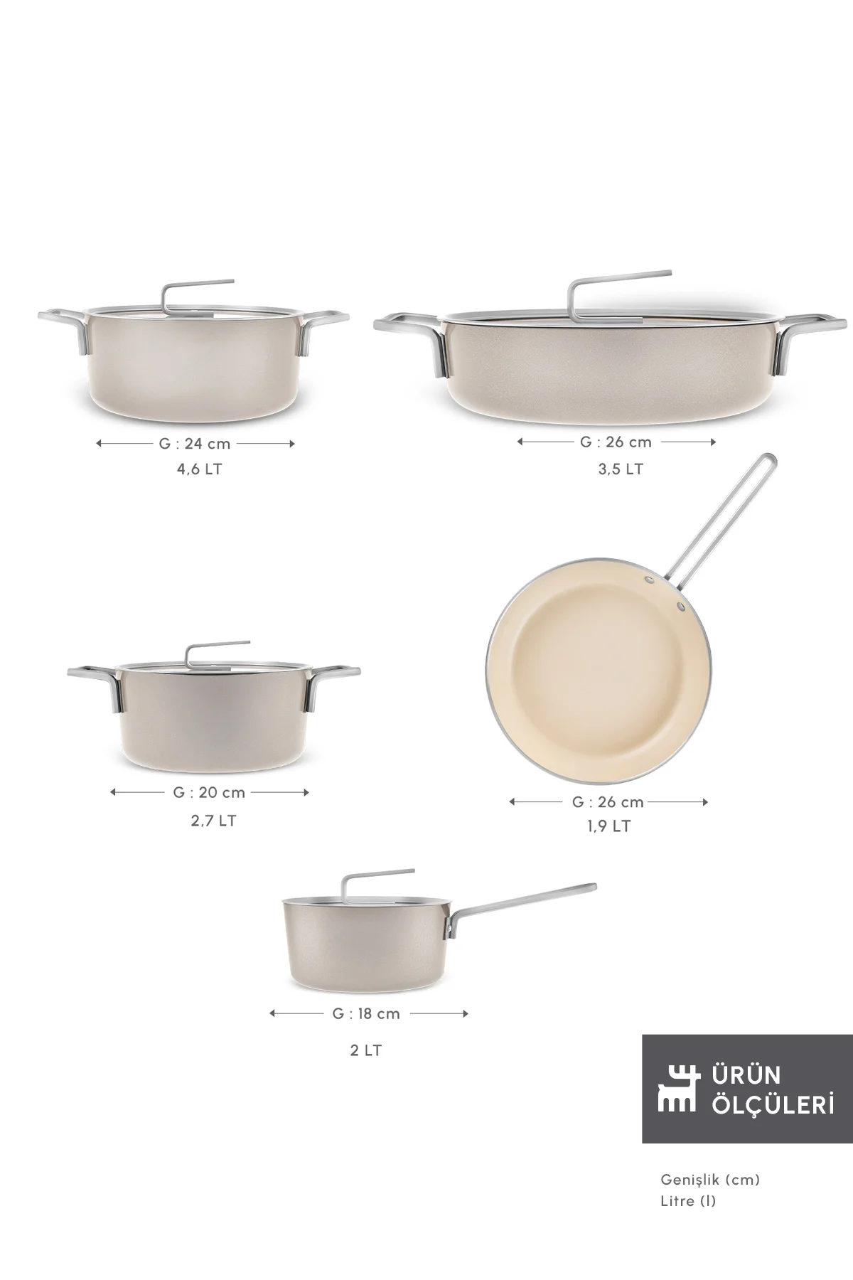 x Refika Swiss Crystal 9 Parça Tencere Ve Tava Seti Beige - Görsel 3