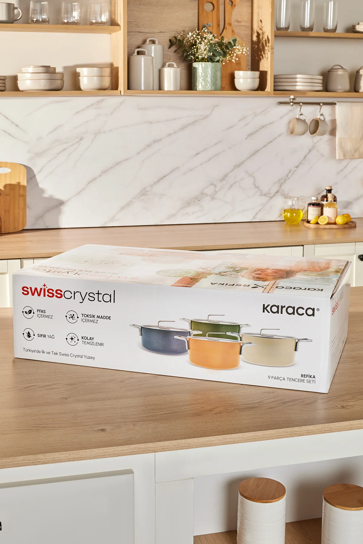 x Refika Swiss Crystal 9 Parça Tencere Ve Tava Seti Beige - Görsel 12
