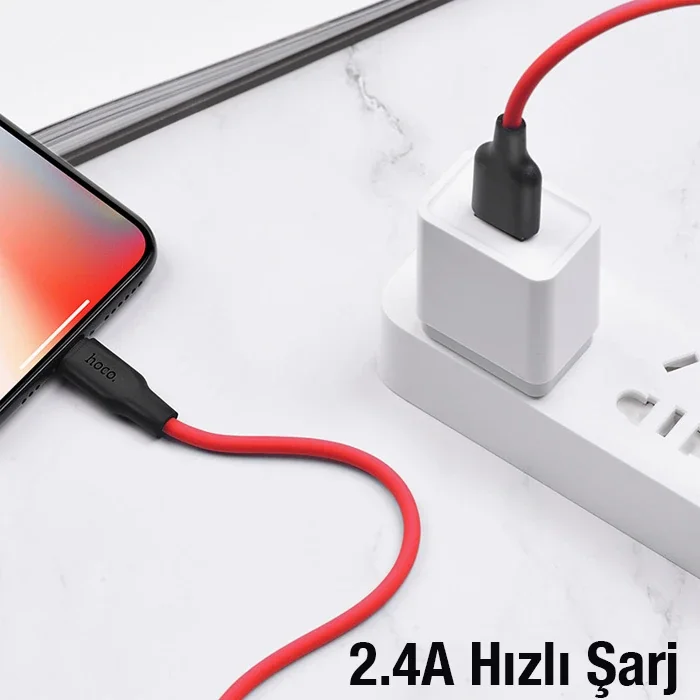 X21 Plus USB to iPhone Lightning Silikon Hızlı Şarj ve Veri Kablosu - 1 Metre