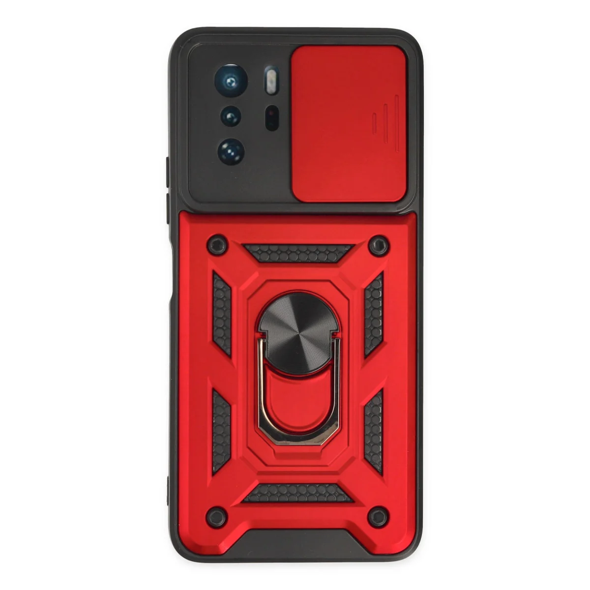 X3 GT Kamera Kılıfı Silikon Lens Kapağı Kırmızı - Standlı