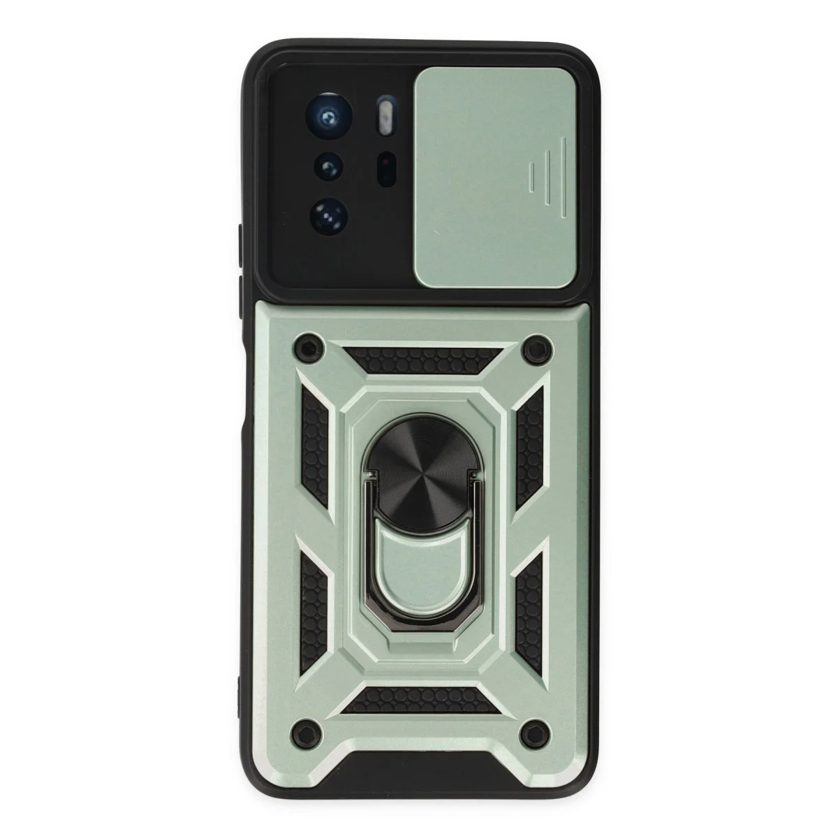 X3 GT Silikon Kılıf Lens Korumalı Standlı Yeşil - Premium Kalkan