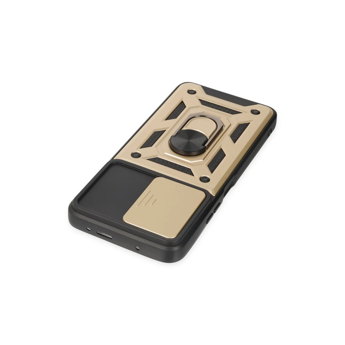 X3 GT Silikon Kılıf - Lens Korumalı Gold, Sürgülü Kapaklı