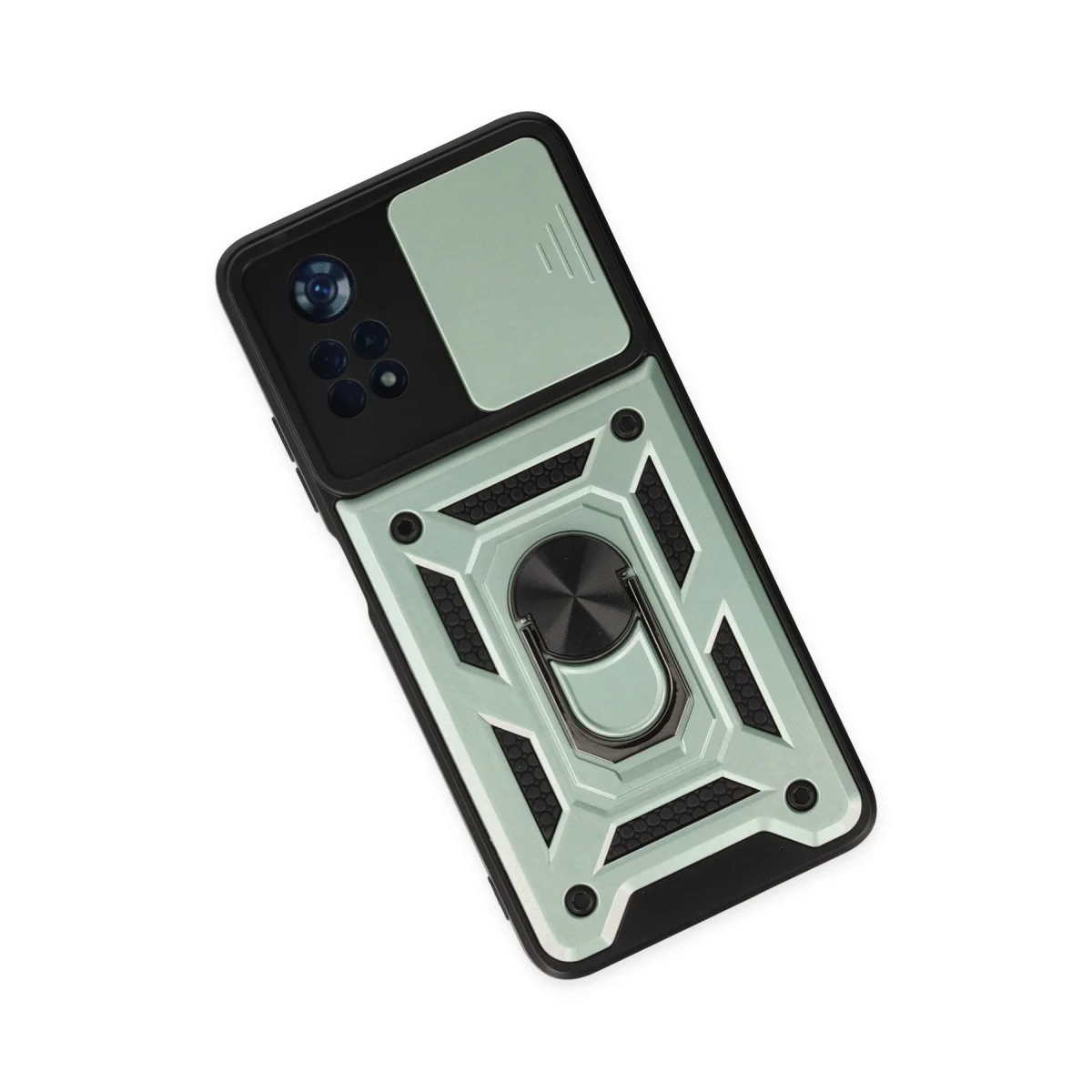 X4 Pro 5G Lens Kılıf Yeşil - Silikon Pars Kılıfı, Çizik Korumalı ve Metal Standlı