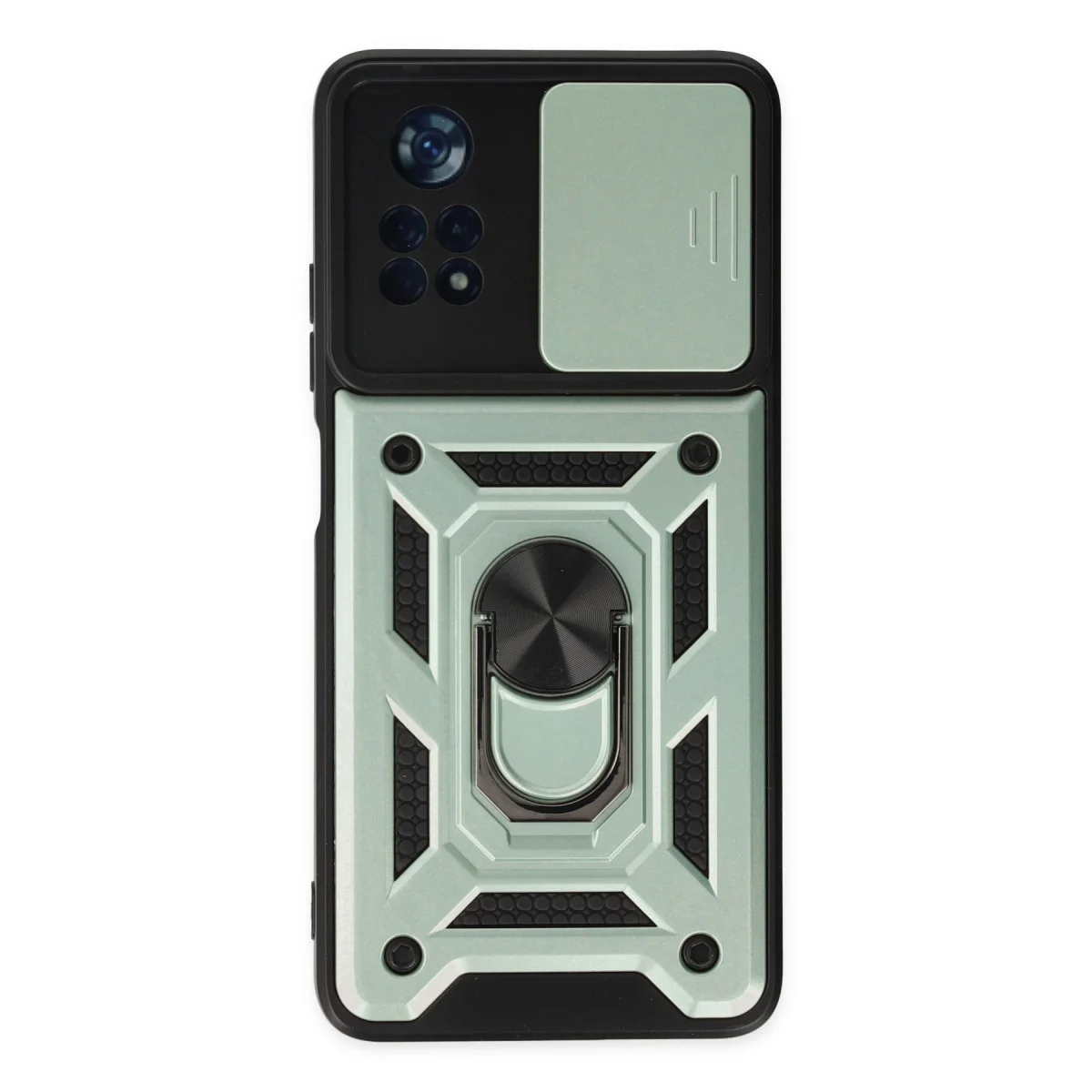 X4 Pro 5G Lens Kılıf Yeşil - Silikon Pars Kılıfı, Çizik Korumalı ve Metal Standlı