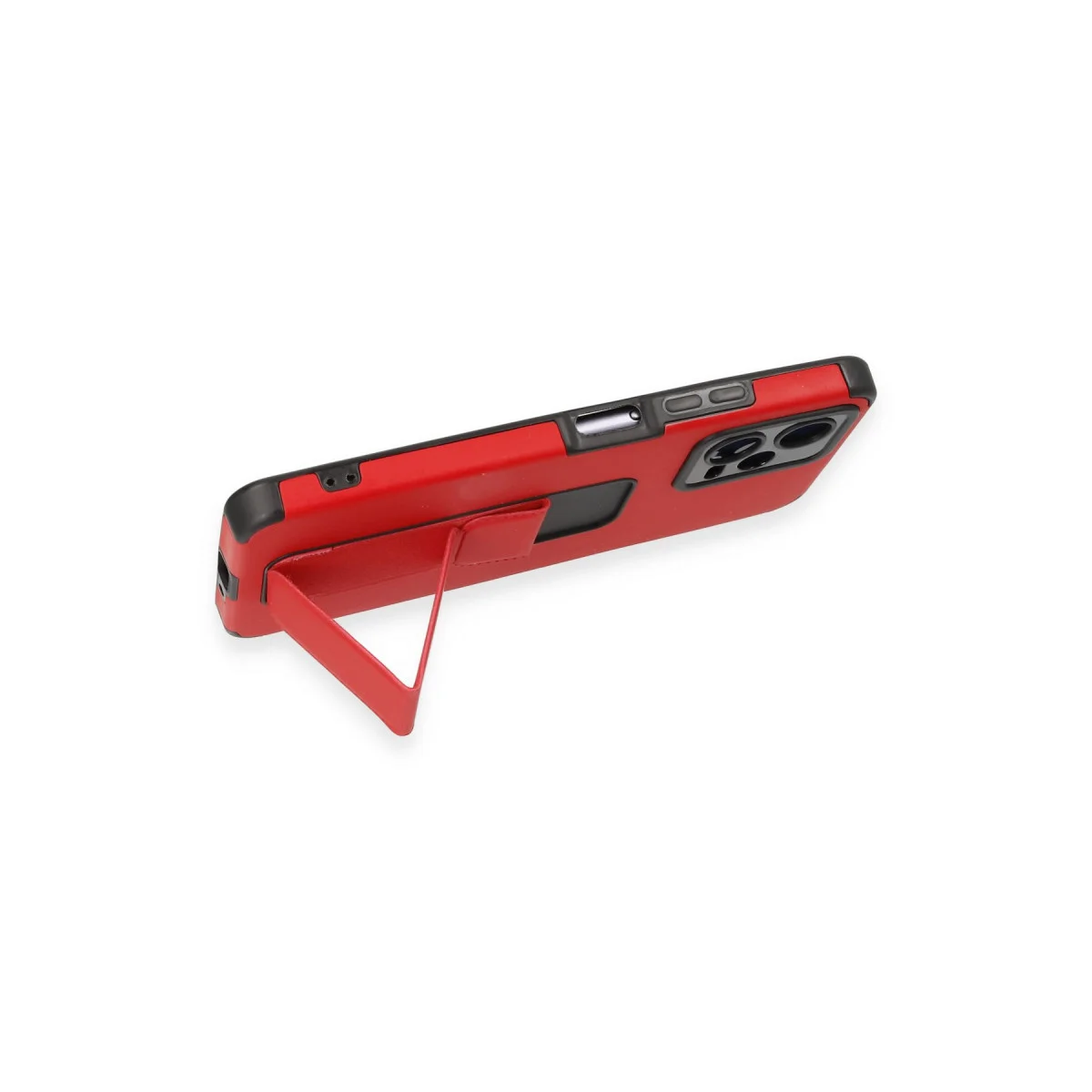 X5 5G Kılıf Mega Standlı Silikon - Kırmızı