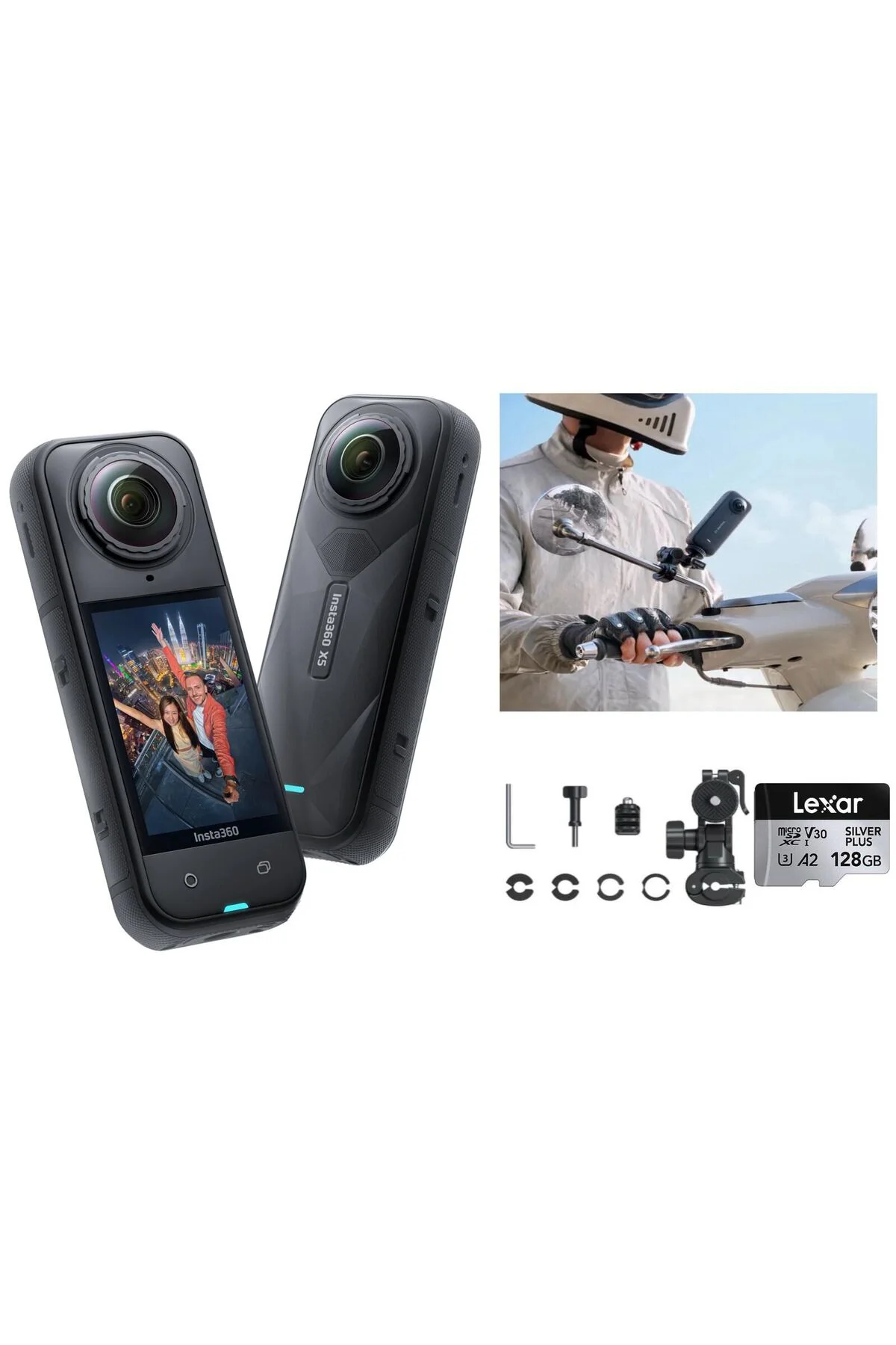 X5 Aksiyon Kamerası Moto Ayna Kiti 128 GB