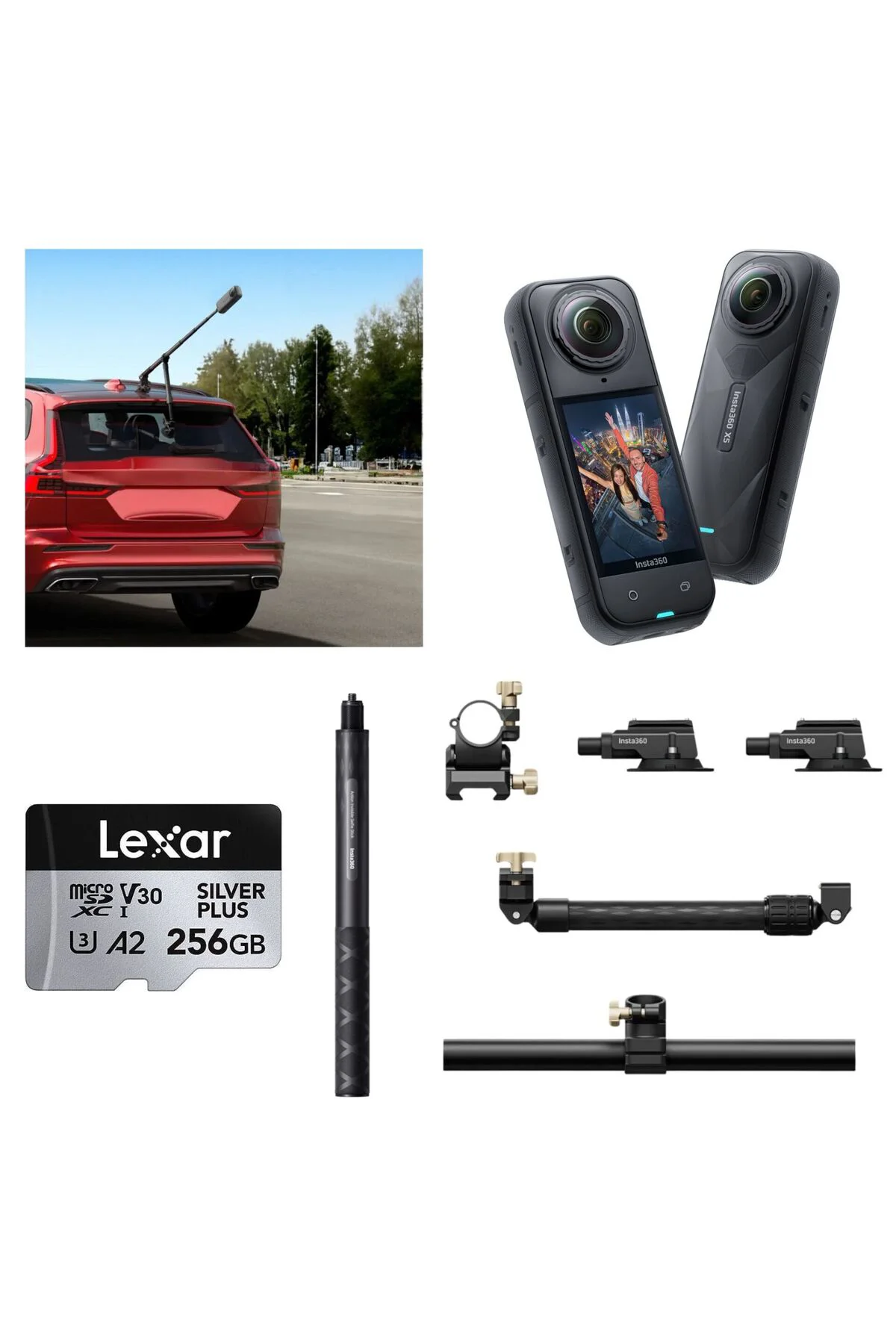 X5 Aksiyon Kamerası - Racing Araç Kit 256 GB