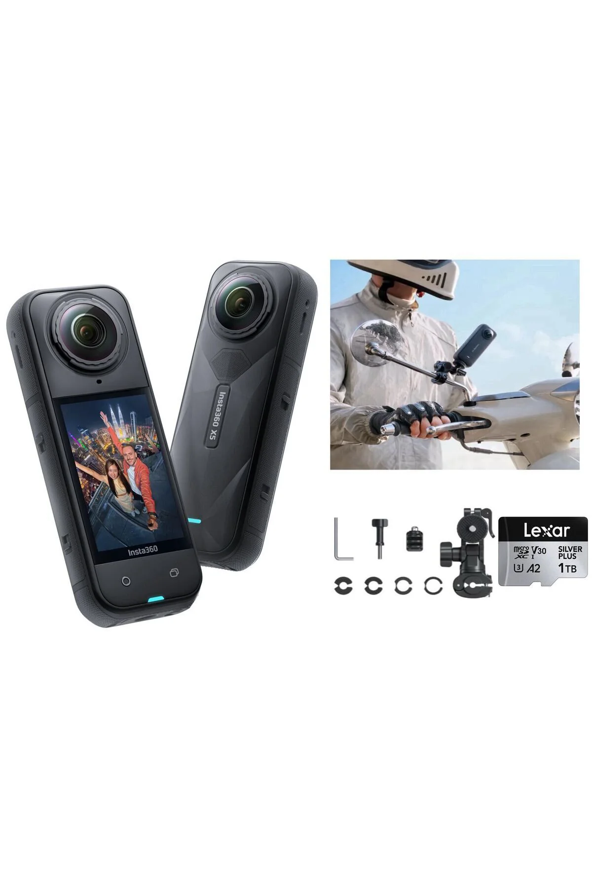 X5 Aksiyon Kamerası Moto Ayna Kiti 1 TB