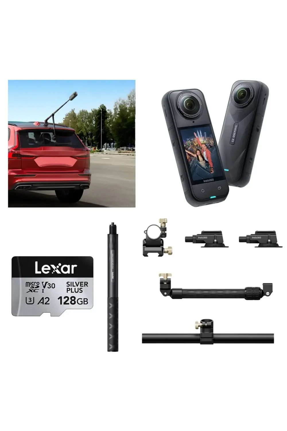 X5 Aksiyon Kamerası - Racing Araç Kit 128 GB