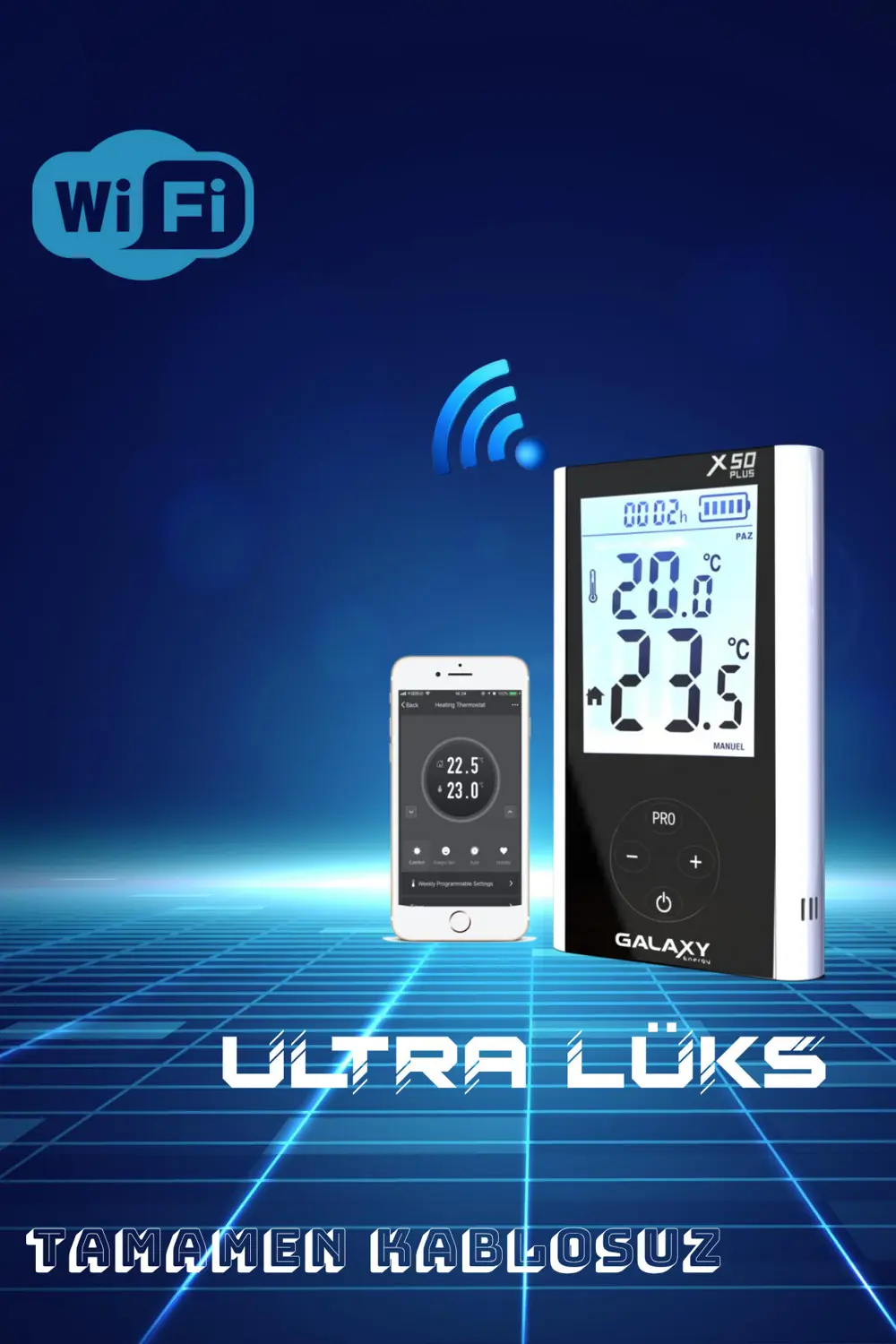 Galaxy Energy X50 Plus Kablosuz Wifi'li Smart Oda Termostati