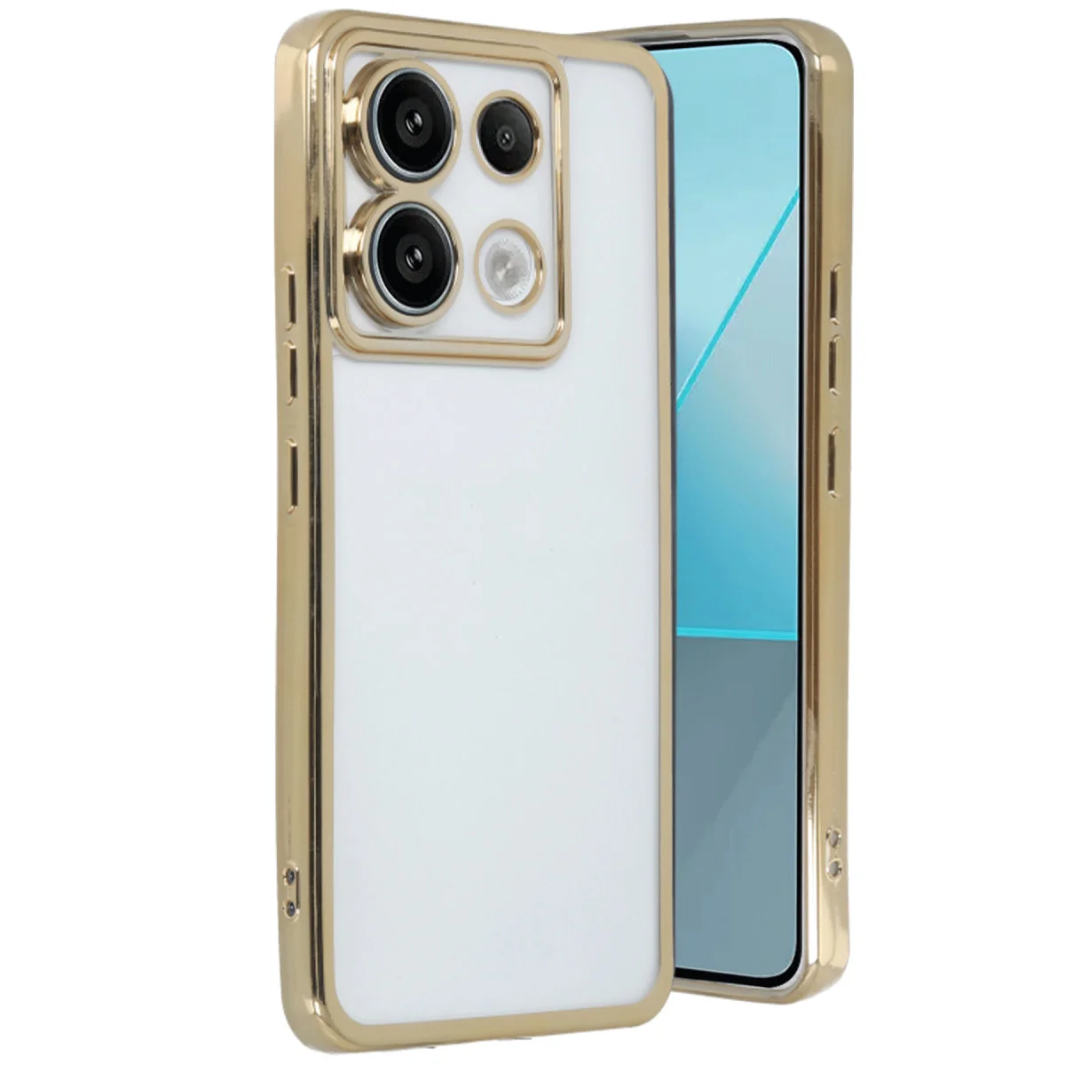 X6 Kılıf Razer Lensli Silikon - Gold Şeffaf ve Güçlü Koruma Kılıfı