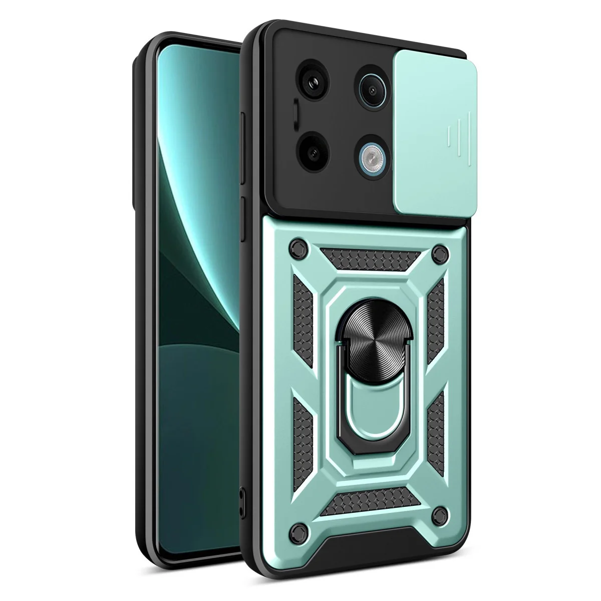 X6 Pro Kılıf - Yeşil Pars Lens Yüzüklü Silikon Kamera ve Darbe Koruması