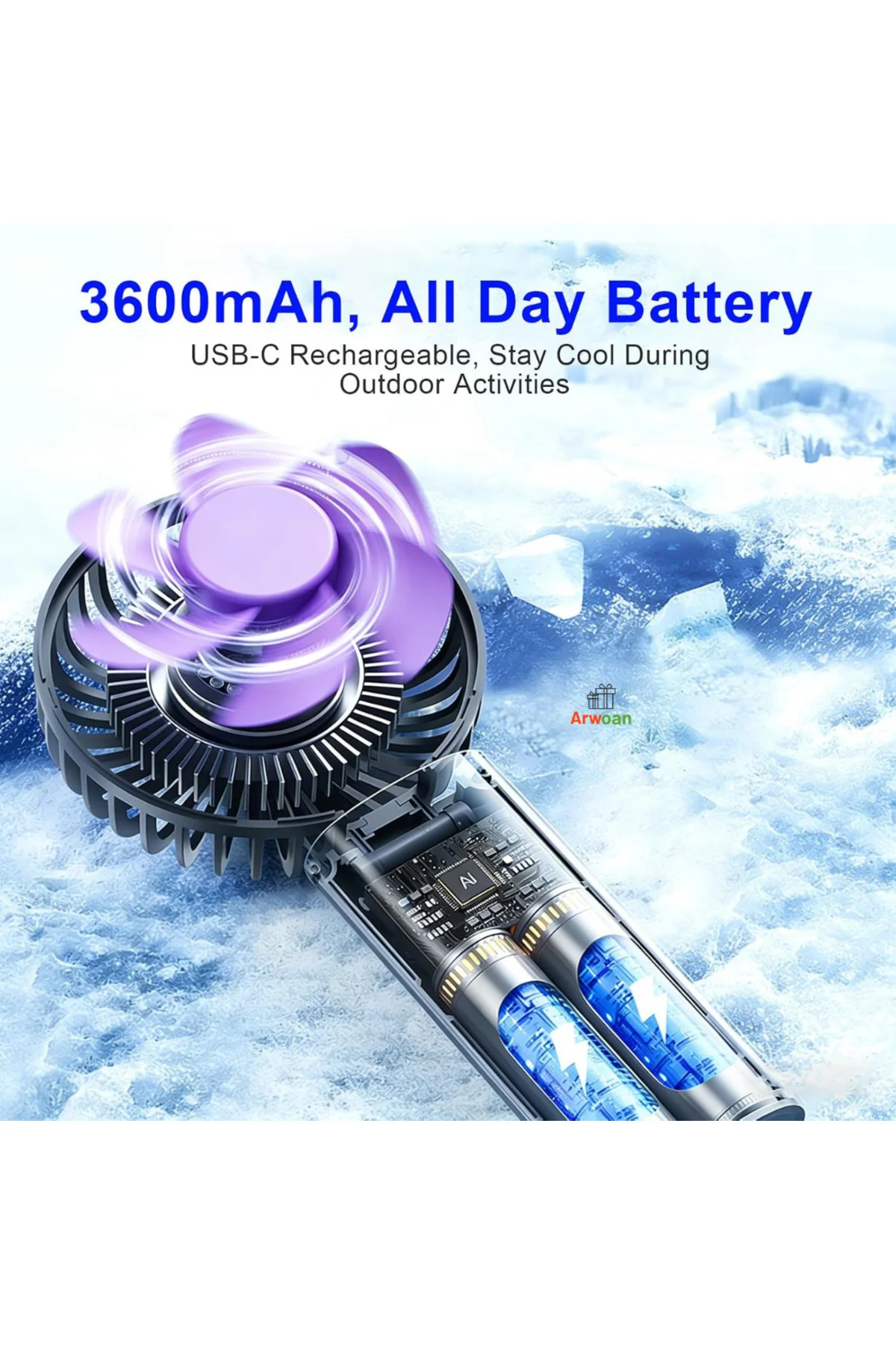 X6 Şarjlı Mini El Vantilatörü LED Göstergeli Taşınabilir Turbo Fan 100 Hız Kademeli USB Şarjlı