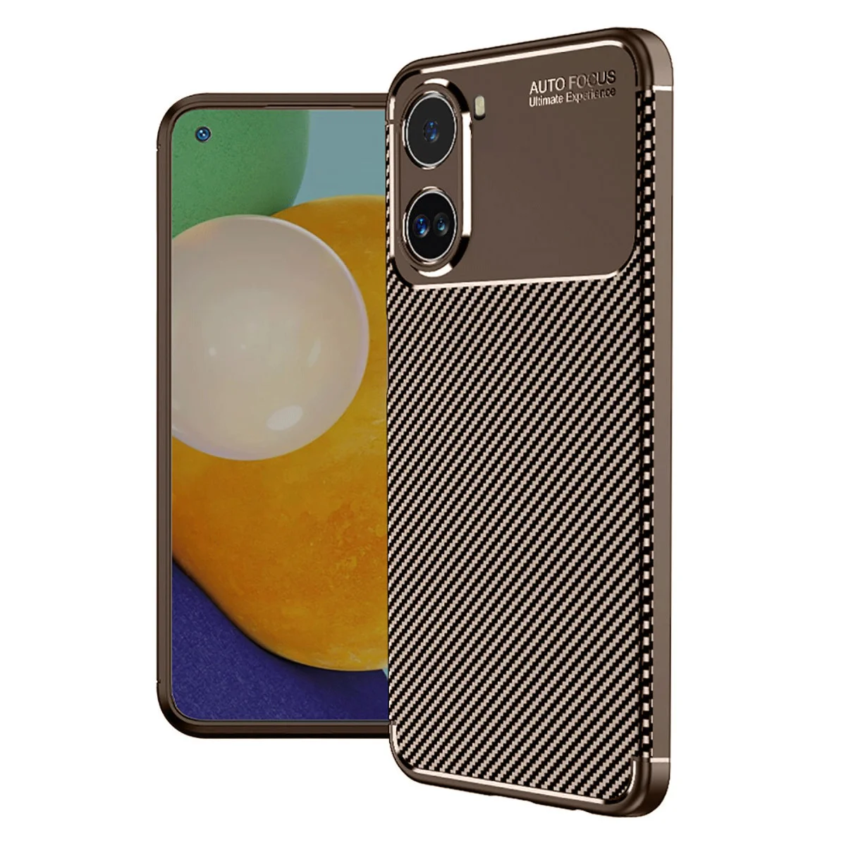 X7 Pro Auto Focus Karbon Fiber Kılıf - Kahverengi, Kırılgan Cihaz İçin Maksimum Koruma