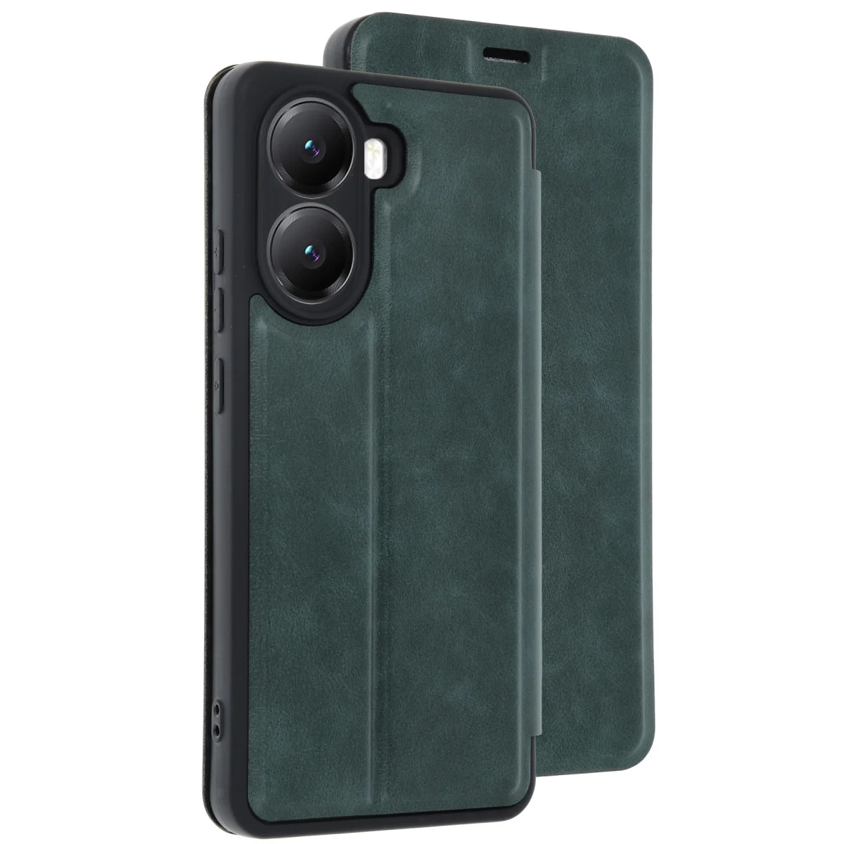 X7 Pro Flip Cover Kılıf - Koyu Yeşil Ekran Koruyucu Cüzdanlı ve Standlı Tasarım