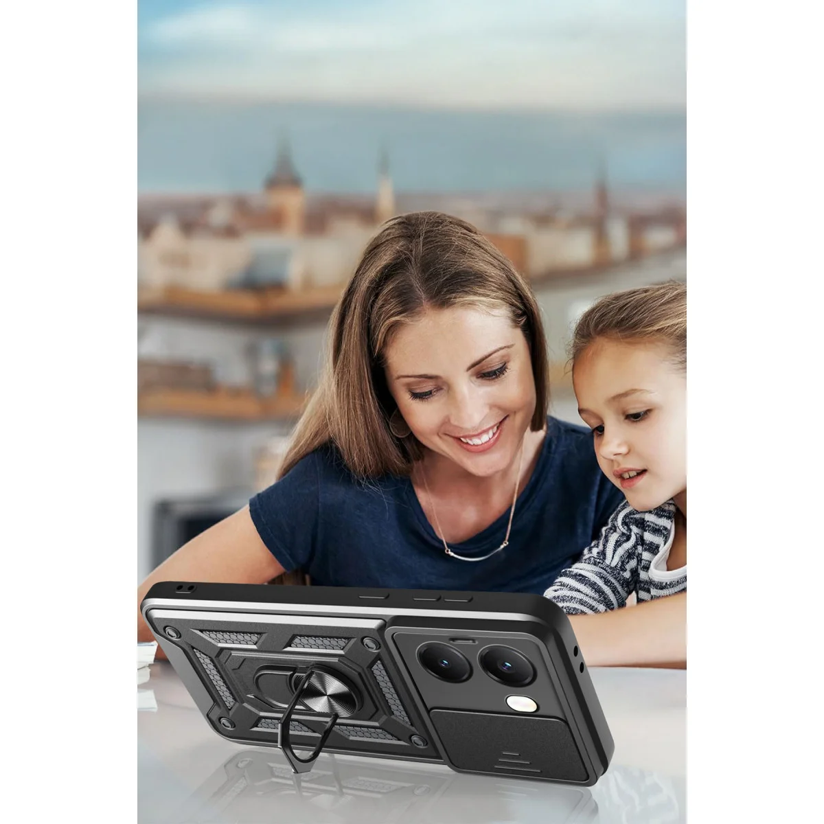 X7 Pro Lens Korumalı Silikon Kılıf - Metal Standlı ve Tüm Slotlara Uyumlu
