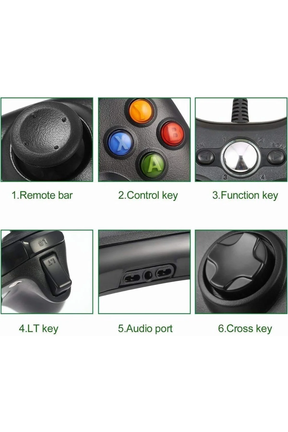 Xbox 360 Controller PC Kablolu Oyun Kolu 2,20m USB Kablolu Bilgis