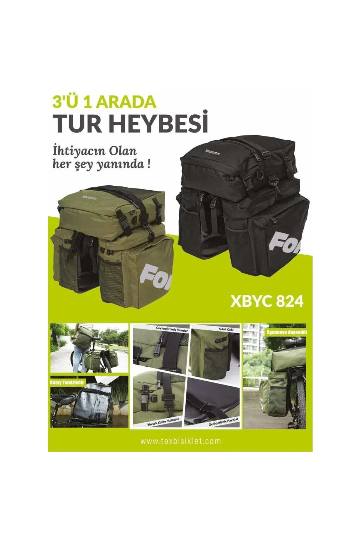XBYC 824 FORTE GT 824 BİSİKLET TUR HEYBESİ 60 LT.2 FARKLI RENK Sİ
