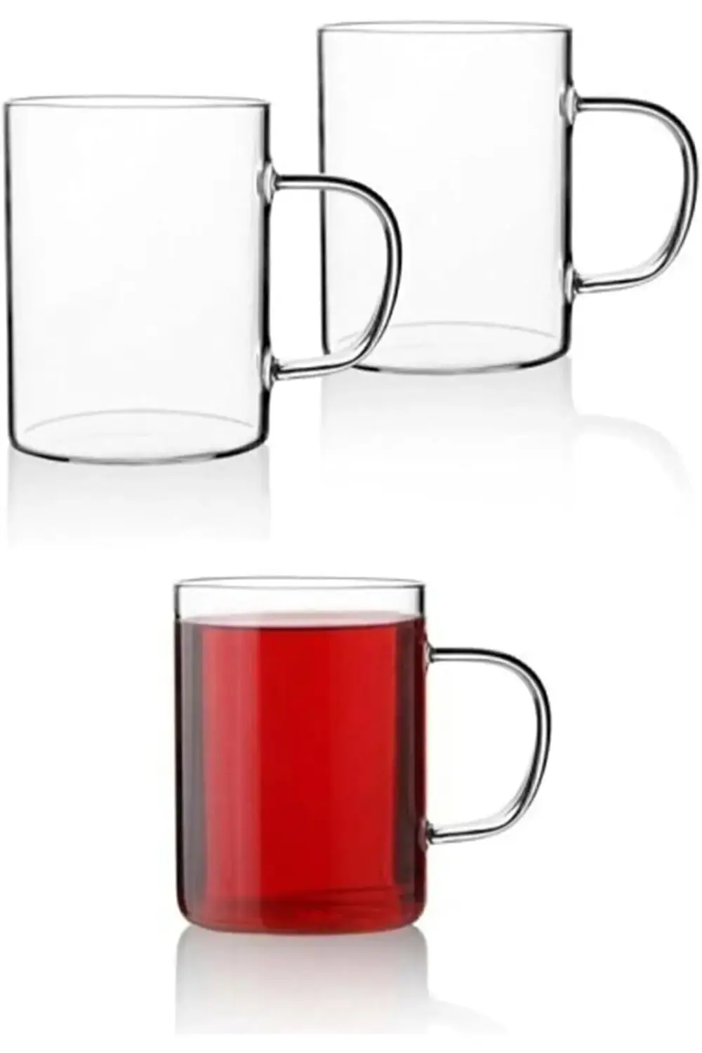 xesha 3 Adet Borosilikat ısıya Dayanıklı Termisil Cam Kupa Bardak