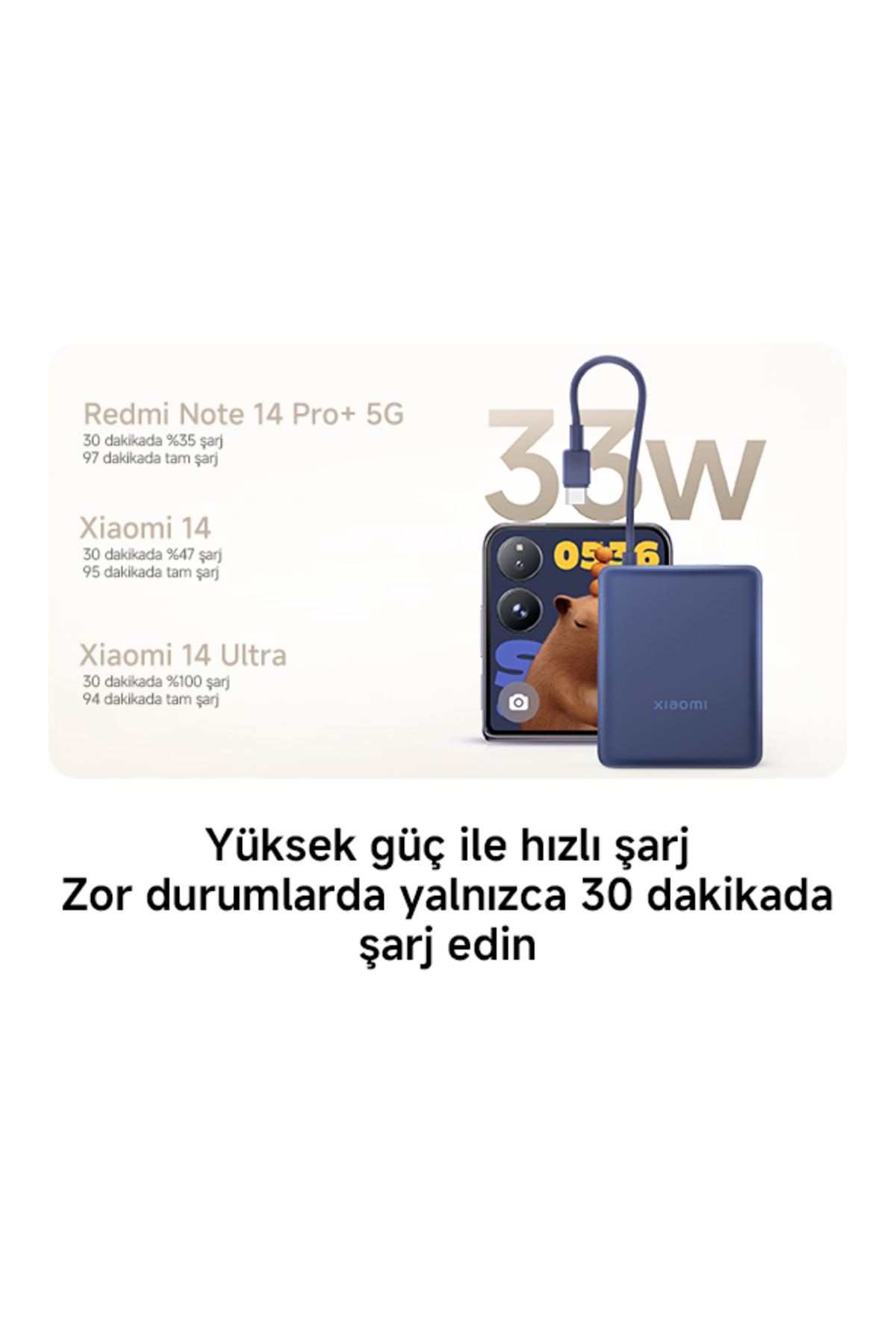 Xiaomi 33W Powerbank 10000Mah Yüksek Hızlı Dahili Kablo Kompakt T