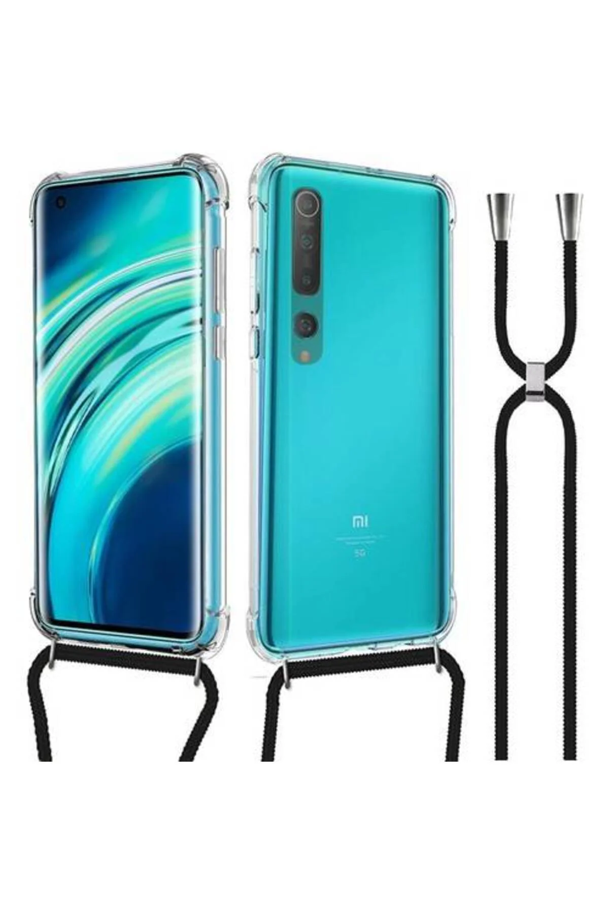Xiaomi Mi 10 Askılı İpli Şeffaf Tank Kılıf