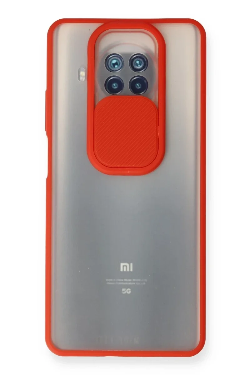 Xiaomi Mi 10T Lite Kılıf Palm Buzlu Kamera Sürgülü Silikon - Kırmızı