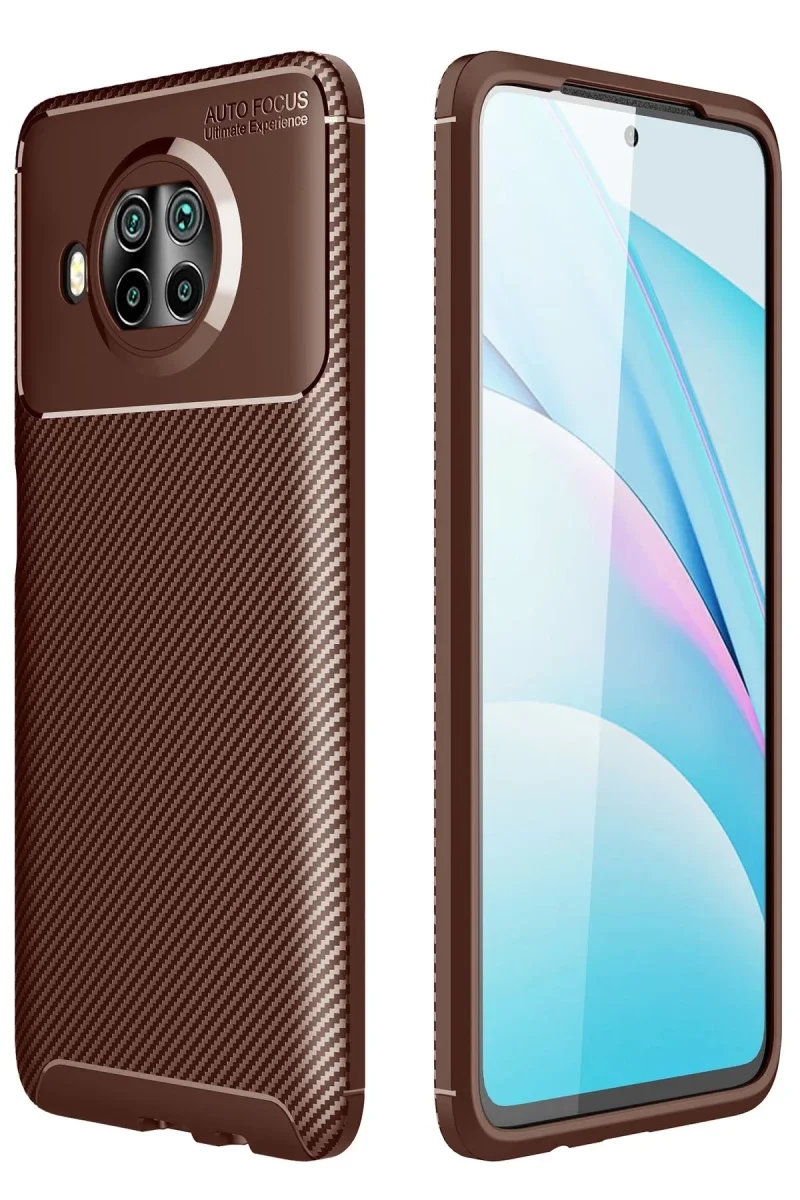Xiaomi Mi 10T Lite Kılıf Auto Focus Karbon Kapak - Kahverengi Xiaomi Mi 10T Lite Kılıf Auto Focus Karbon Kapak - Kahverengi