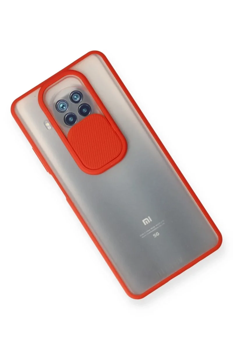 Xiaomi Mi 10T Lite Kılıf Palm Buzlu Kamera Sürgülü Silikon - Kırmızı