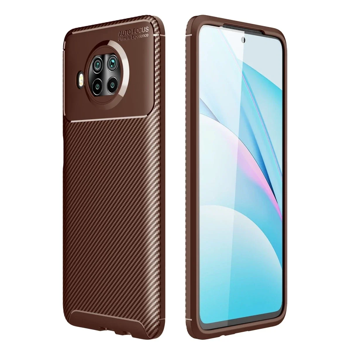 Xiaomi Mi 10T Lite Kılıf Auto Focus Karbon Kapak - Kahverengi Xiaomi Mi 10T Lite Kılıf Auto Focus Karbon Kapak - Kahverengi