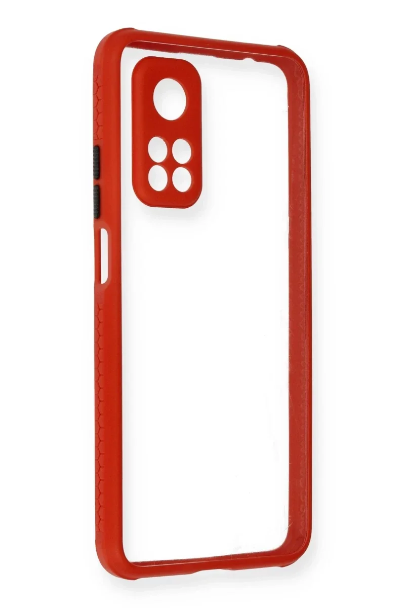 Xiaomi Mi 10T Pro Kılıf Miami Şeffaf Silikon - Kırmızı Xiaomi Mi 10T Pro Kılıf Miami Şeffaf Silikon - Kırmızı