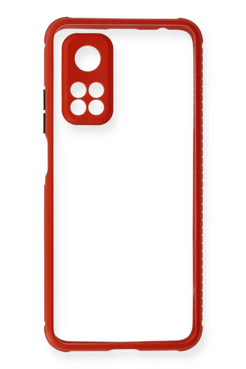 Xiaomi Mi 10T Pro Kılıf Miami Şeffaf Silikon - Kırmızı Xiaomi Mi 10T Pro Kılıf Miami Şeffaf Silikon - Kırmızı