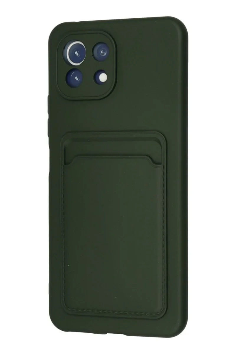 Xiaomi Mi 11 Kılıf Kelvin Kartvizitli Silikon - Koyu Yeşil Xiaomi Mi 11 Kılıf Kelvin Kartvizitli Silikon - Koyu Yeşil