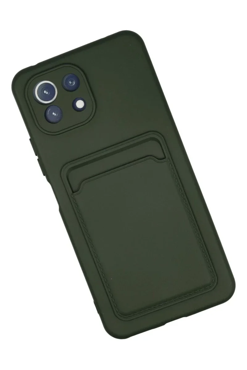 Xiaomi Mi 11 Kılıf Kelvin Kartvizitli Silikon - Koyu Yeşil Xiaomi Mi 11 Kılıf Kelvin Kartvizitli Silikon - Koyu Yeşil