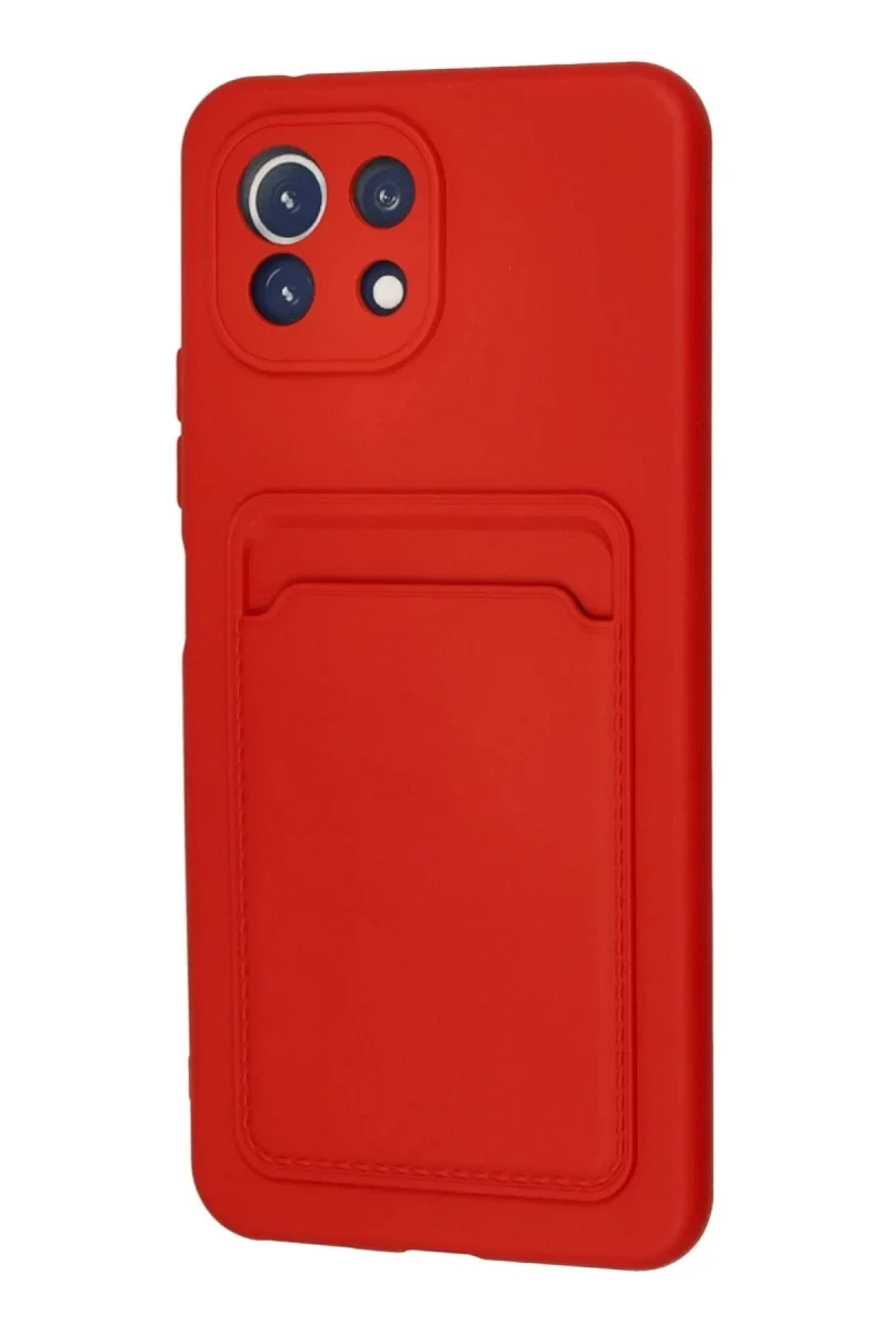Xiaomi Mi 11 Kılıf Kelvin Kartvizitli Silikon - Kırmızı Xiaomi Mi 11 Kılıf Kelvin Kartvizitli Silikon - Kırmızı