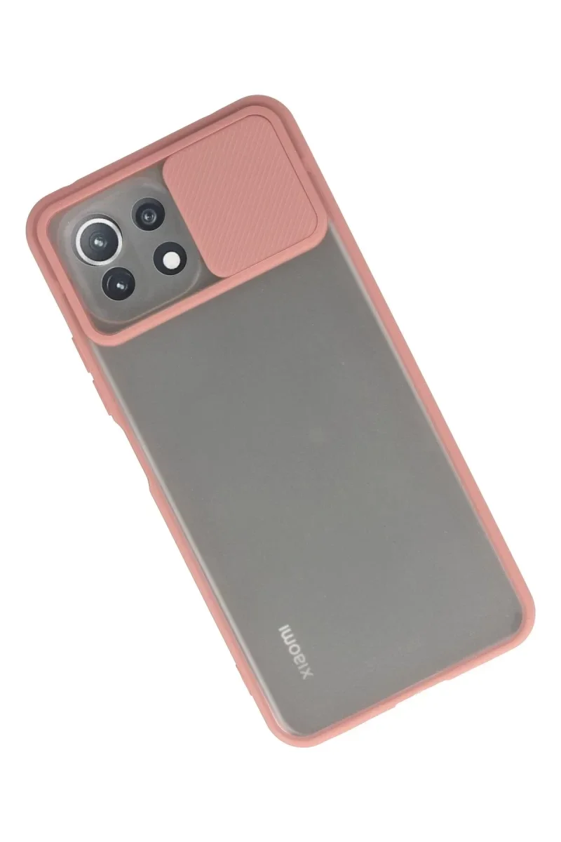 Xiaomi Mİ 11 Lite Kılıf Palm Buzlu Kamera Sürgülü Silikon - Pembe Xiaomi Mİ 11 Lite Kılıf Palm Buzlu Kamera Sürgülü Silikon - Pembe