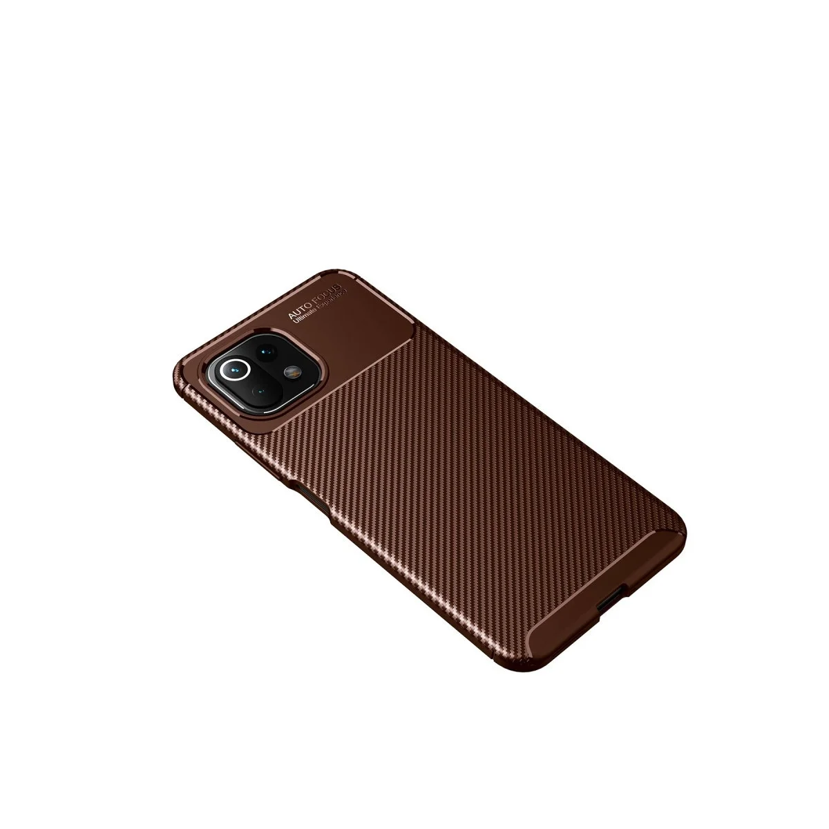 Xiaomi Mi 11 Lite Kılıf Auto Focus Karbon Kapak - Kahverengi Xiaomi Mi 11 Lite Kılıf Auto Focus Karbon Kapak - Kahverengi