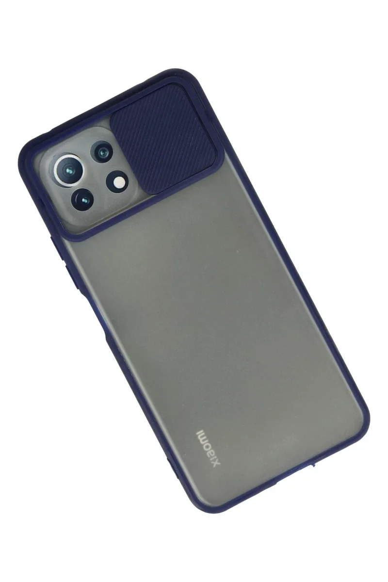 Xiaomi Mİ 11 Lite Kılıf Palm Buzlu Kamera Sürgülü Silikon - Lacivert Xiaomi Mİ 11 Lite Kılıf Palm Buzlu Kamera Sürgülü Silikon - Lacivert