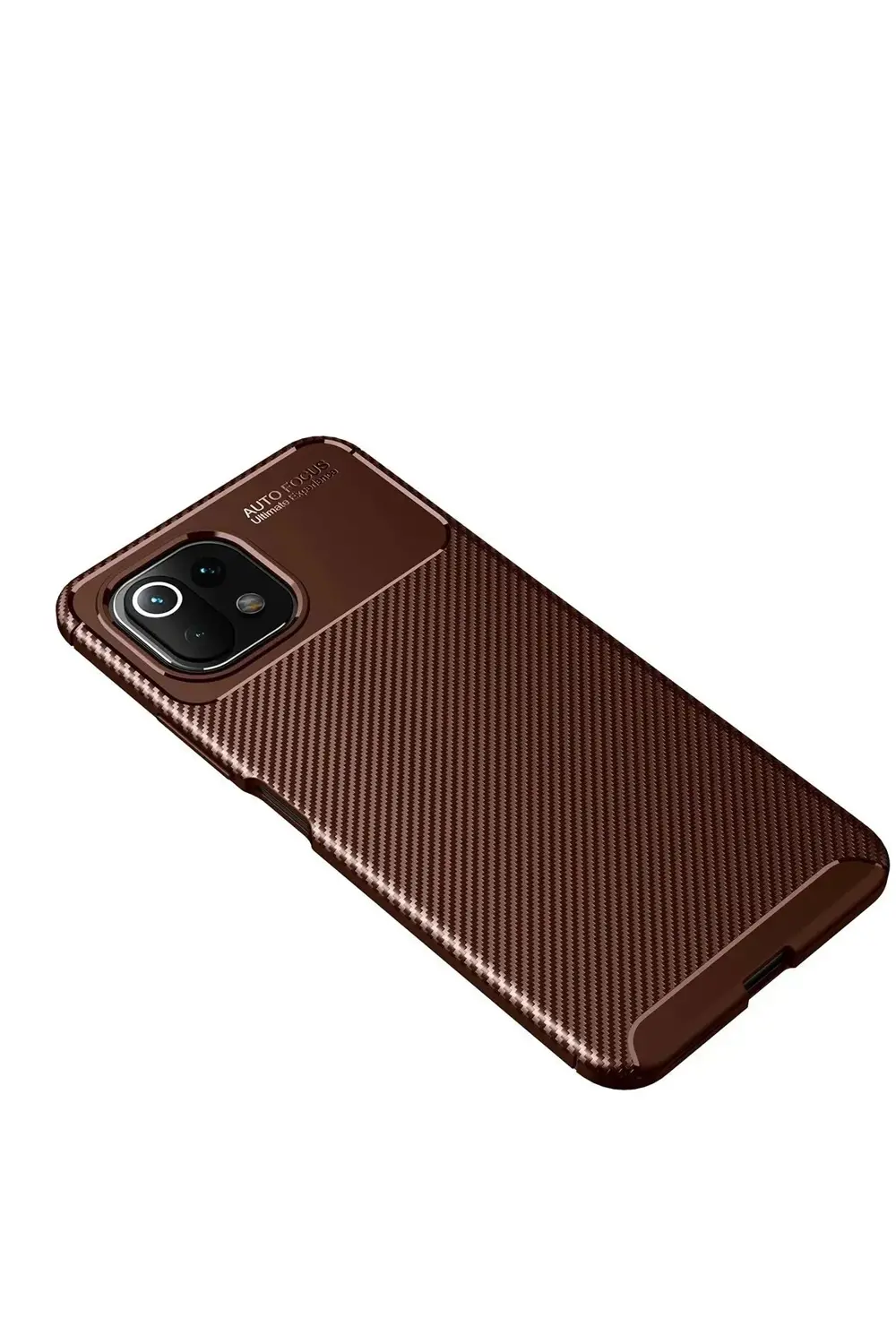 Xiaomi Mİ 11 Lite Kılıf Auto Focus Karbon Kapak - Kahverengi-(579 Xiaomi Mİ 11 Lite Kılıf Auto Focus Karbon Kapak - Kahverengi-(579
