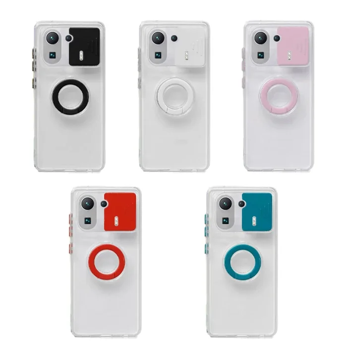 Xiaomi Mi 11 Pro Kılıf – Sürgülü Lens Korumalı, Yüzük Standlı Silikon