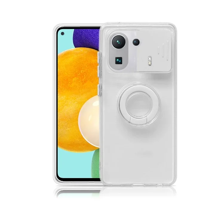 Xiaomi Mi 11 Pro Kılıf – Sürgülü Lens Korumalı, Yüzük Standlı Silikon
