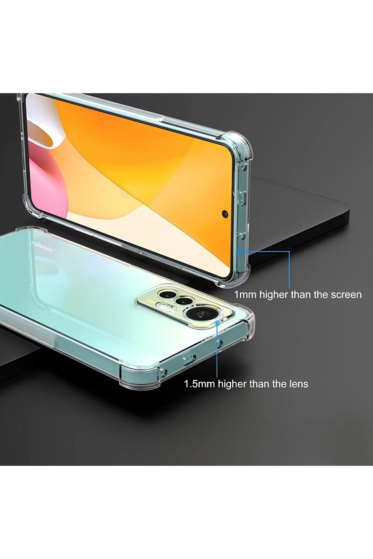 Xiaomi Mi 12 Antişok Arkası Sert Sararmaz Kenarları Yumuşak Şeffaf Silikon Kılıf