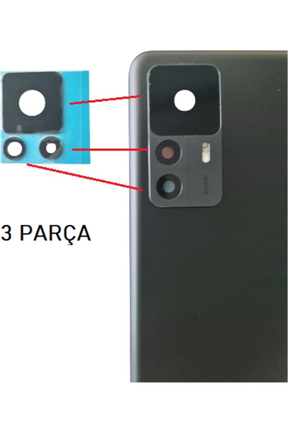 Xiaomi Mi 12T Arka Kamera Camı Lens Yapışkanlı