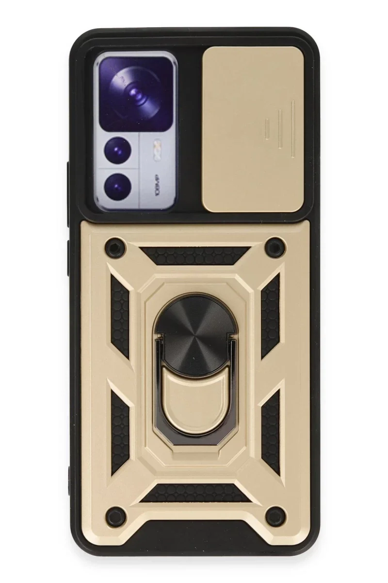 Xiaomi Mi 12T Pro Kılıf Pars Lens Yüzüklü Silikon - Gold