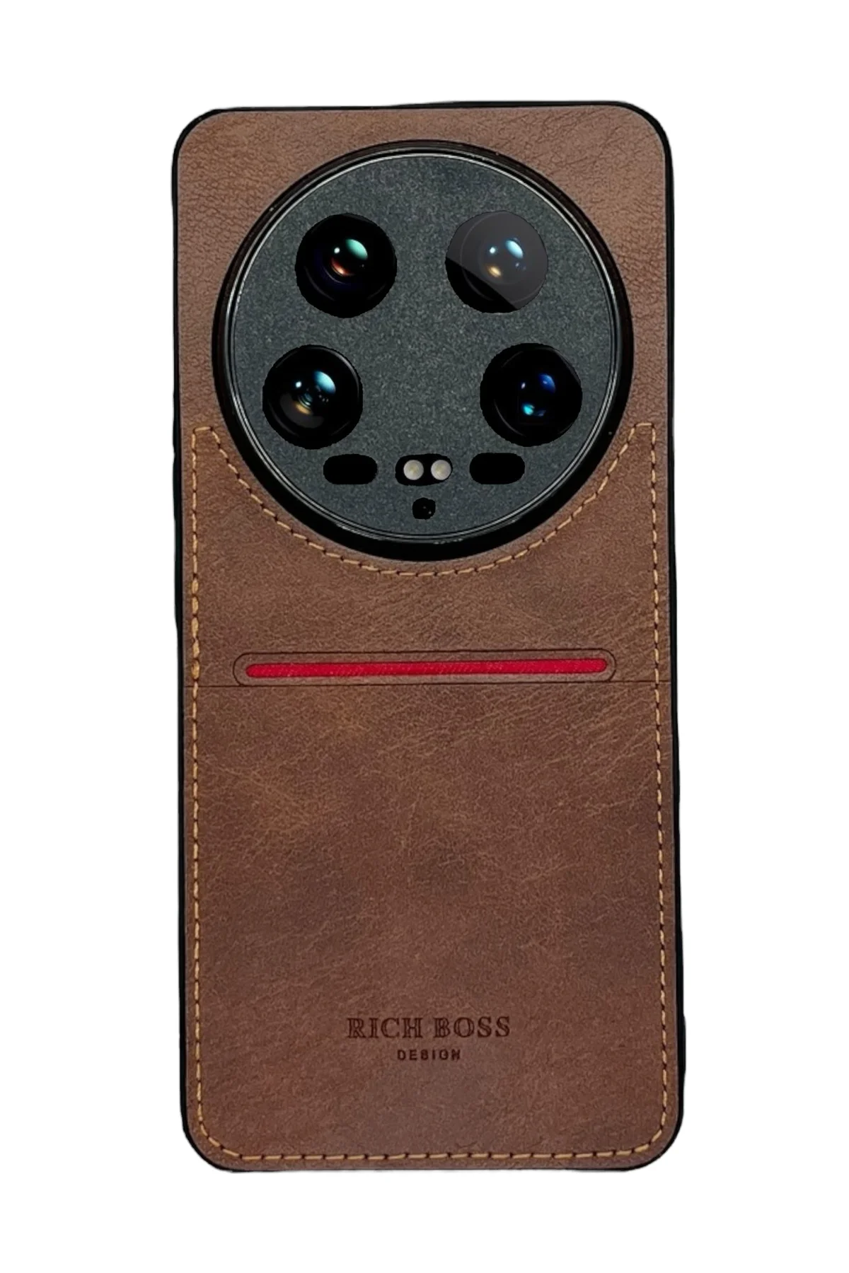 Xiaomi Mi 14 Ultra Kartlıklı Rich Boss Lüx Deri Kılıf Koyu Kahver